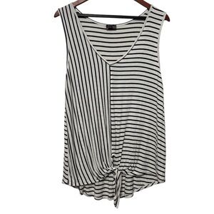 Shiela Rose Sleeveless Striped Blouse Womens Large Contrast Stripes Front Knot